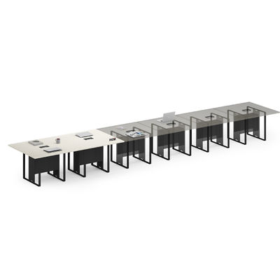 Ergonomic Extendable Linear Workstation Table Wooden OEM