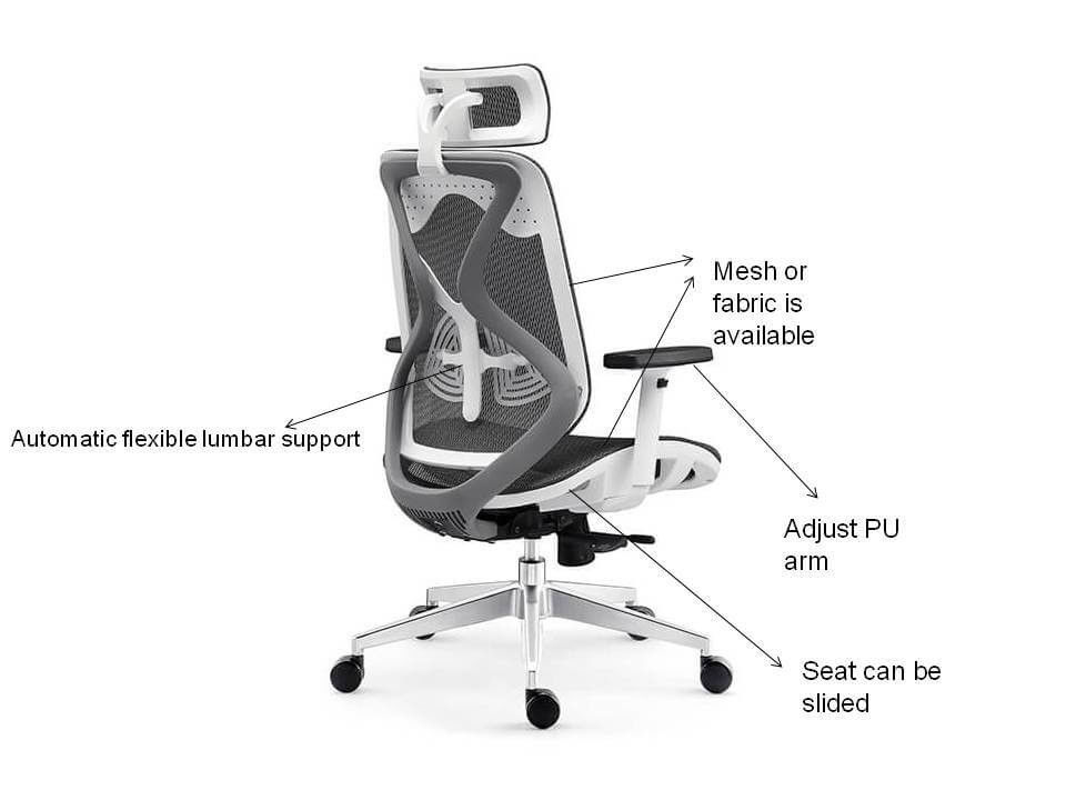 ODM Lumbar Support Mesh Seat Office Chair For Director Manager Leatherette Back